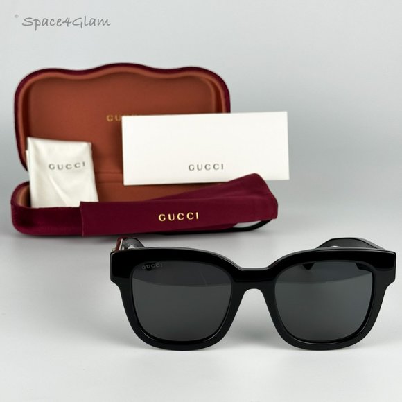 NEW Gucci GG0998S 001 Black Grey Square Unisex Sunglasses - Picture 1 of 11